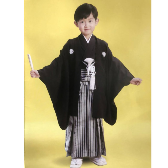 楽天市場】七五三 正絹 黒紋付 正絹袴 紋入れ込み 絹 五歳 男児フル