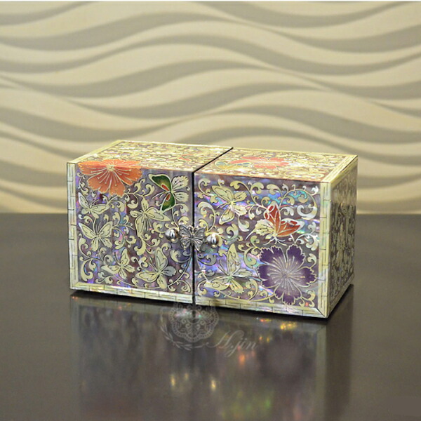 楽天市場】韓国螺鈿 螺鈿漆器 螺鈿 高級 宝石箱 ジュエリーボックス 蝶