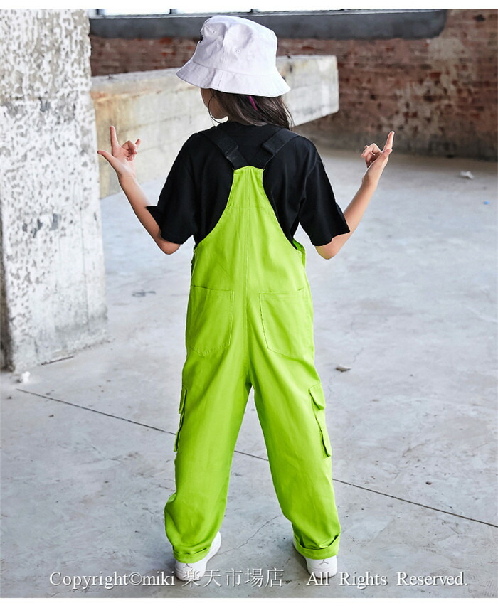 楽天市場】蛍光色サロペットパンツ キッズ ダンス衣装 ヒップホップ