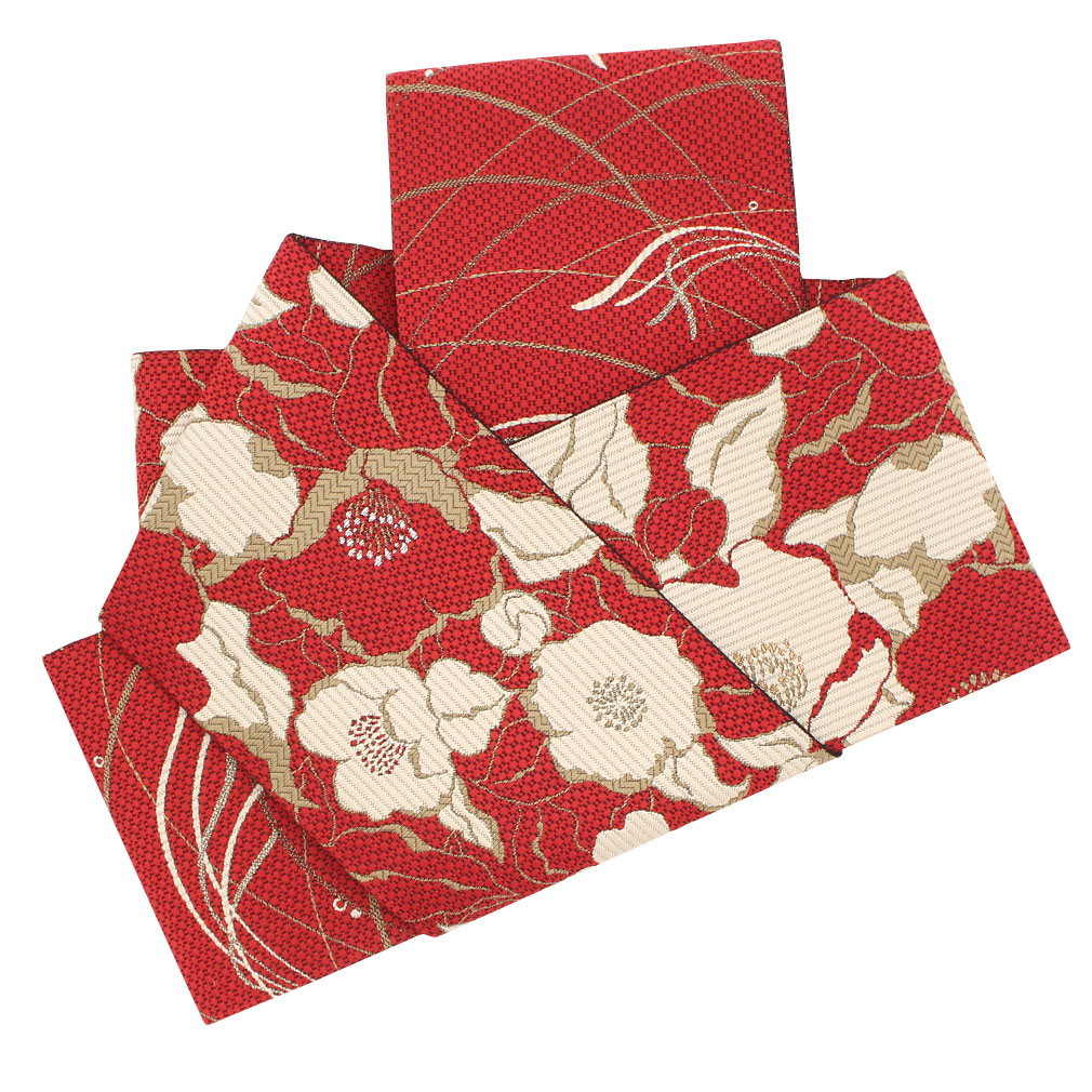 楽天市場】半幅帯 博多織 赤 正絹 帯 本場筑前博多織 未使用 小袋帯 椿