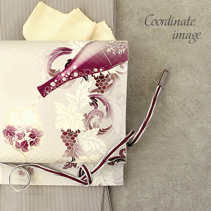 楽天市場】帯 京袋帯 ベージュ 葡萄唐草にボトル 正絹 仕立て上がり