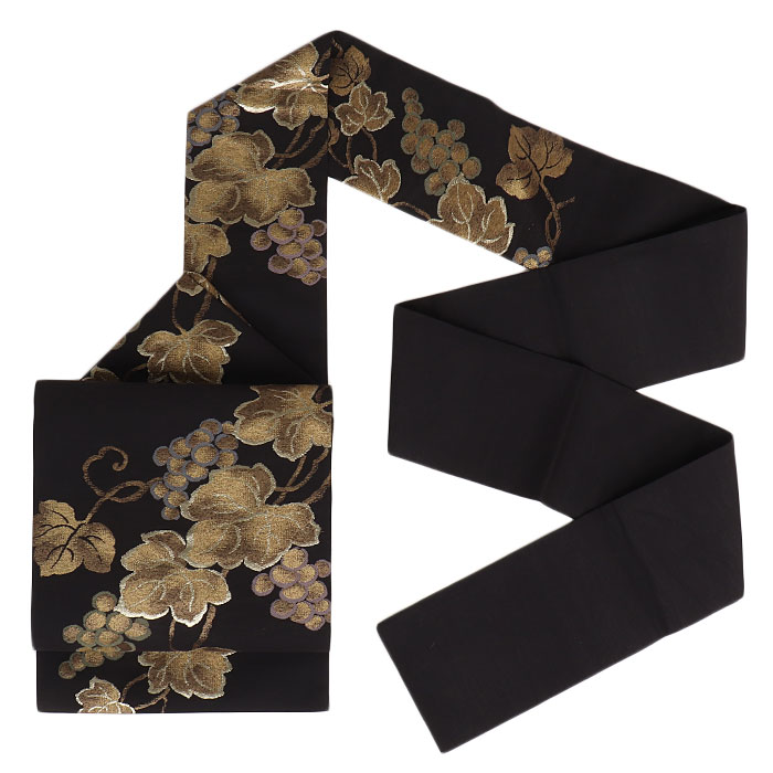 楽天市場】名古屋帯 黒 葡萄 西陣織 三幸織物 普段用 九寸 仕立て