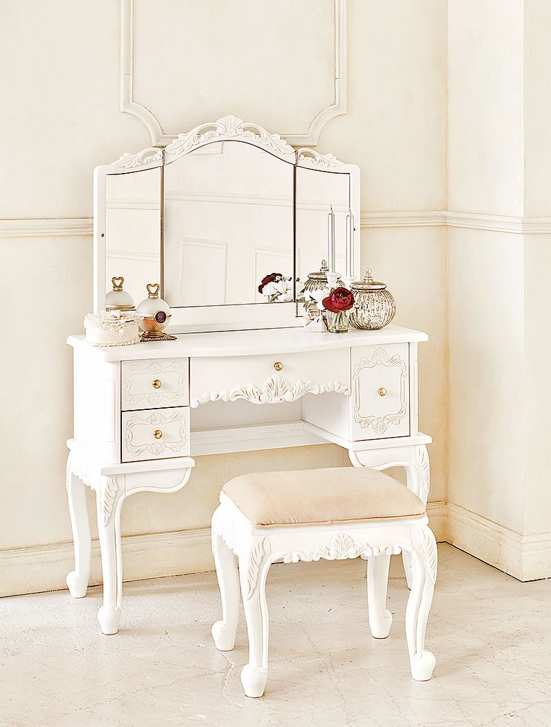 楽天市場】VIOLETTA ヴィオレッタ ドレッサー スツールセット 三面鏡