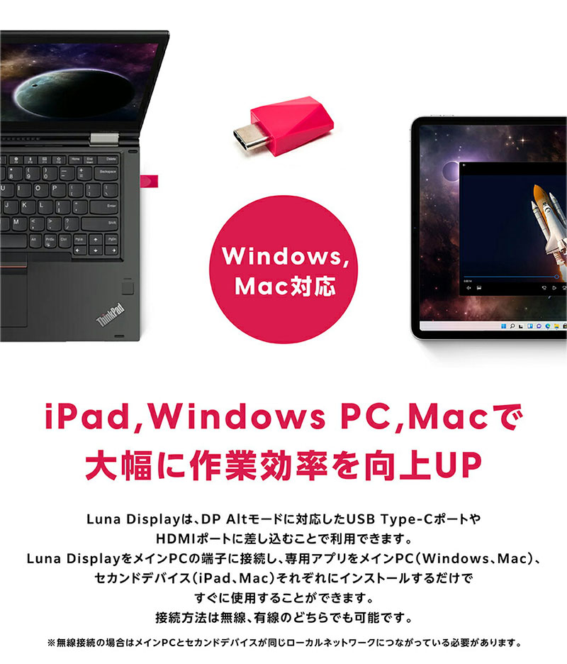楽天市場】Astropad Luna Display USB-C セカンドディスプレイ