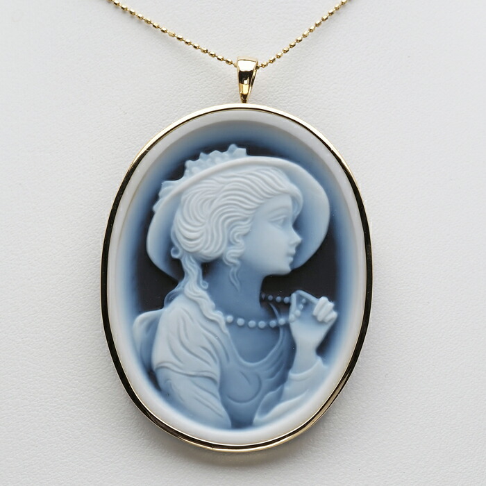 楽天市場】K18 メノウカメオ ペンダント ブローチ 35×45mm 18金