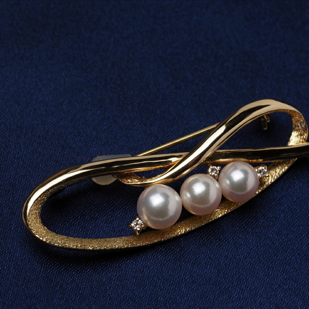 楽天市場】K18 アコヤ本真珠 ブローチ あこやパール 18金イエロー