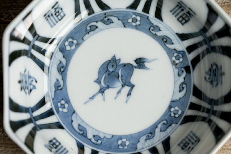 楽天市場】骨董○古伊万里染付馬文八角深皿○ W15cm | 江戸後期-19世紀