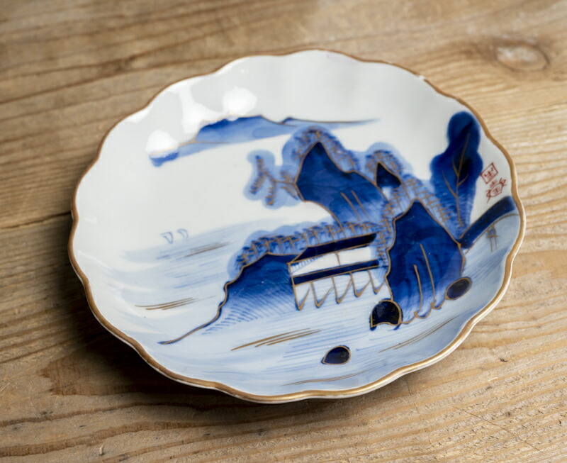 楽天市場】骨董○古伊万里染付山水図皿○W20.7cm | 江戸後期-19世紀頃