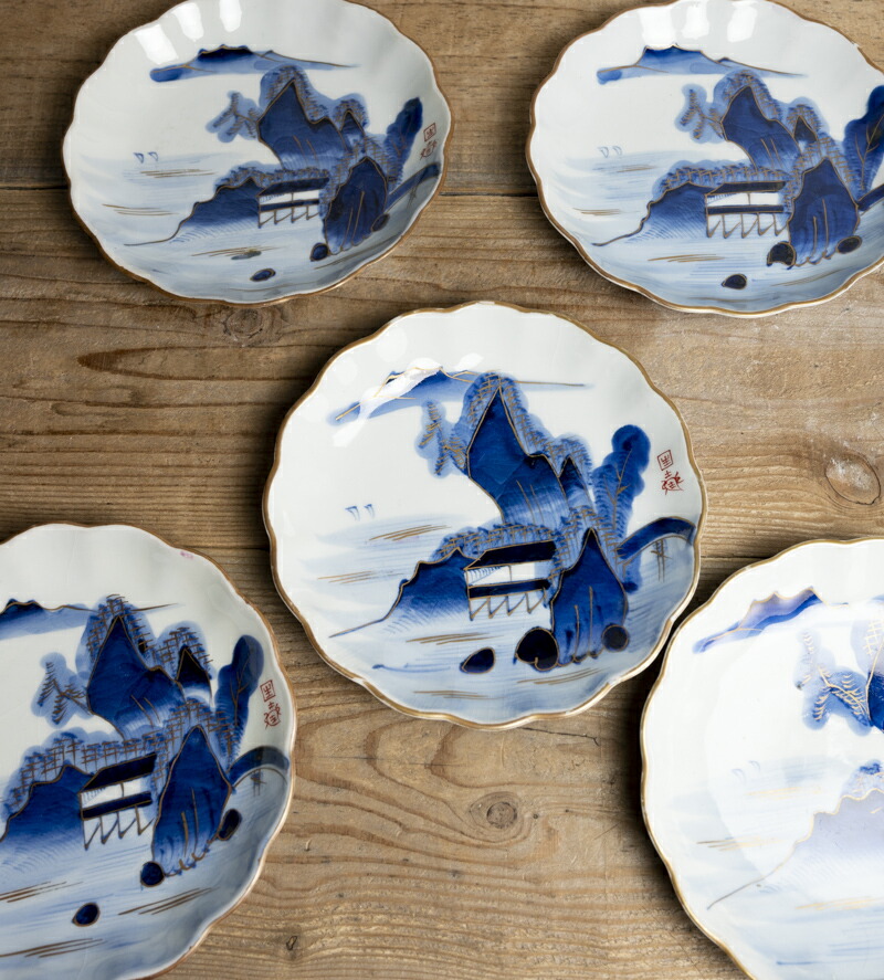 楽天市場】骨董○古伊万里染付山水図皿○W20.7cm | 江戸後期-19世紀頃