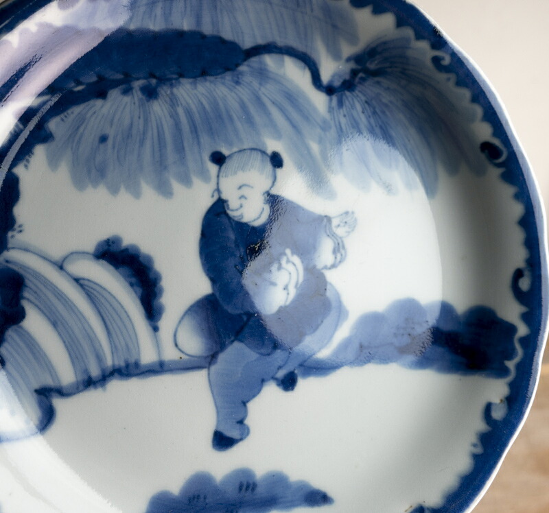 楽天市場】骨董○古伊万里染付唐子人形文皿○江戸後期-19世紀 | 肥前