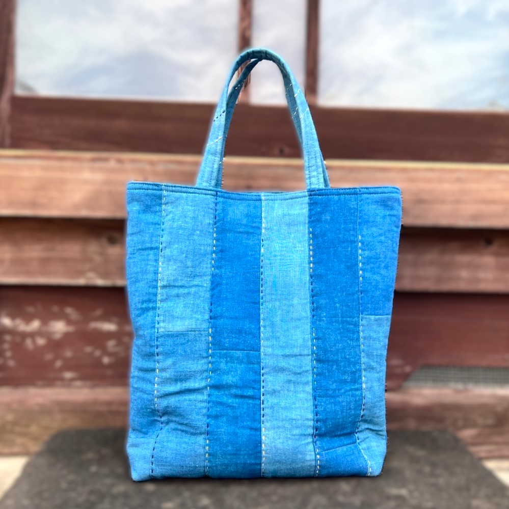 楽天市場】【藍染めパッチワークバッグ】作家一点物綿藍染め酒袋柿渋