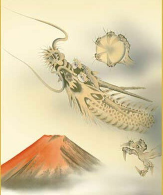 楽天市場】金運掛軸「赤富士昇龍図」【送料無料】神々しく輝く赤富士を