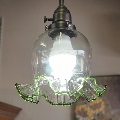 楽天市場】縁のフリルガラスランプシェード 0140レトロ 電傘 電笠