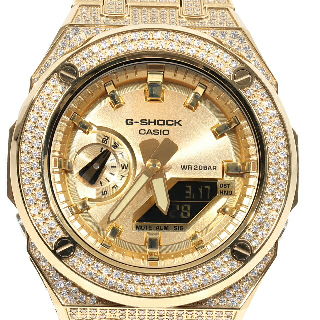 楽天市場】G-SHOCK GA2100gb GARISH ゴールド メタル 全面CZジルコニア
