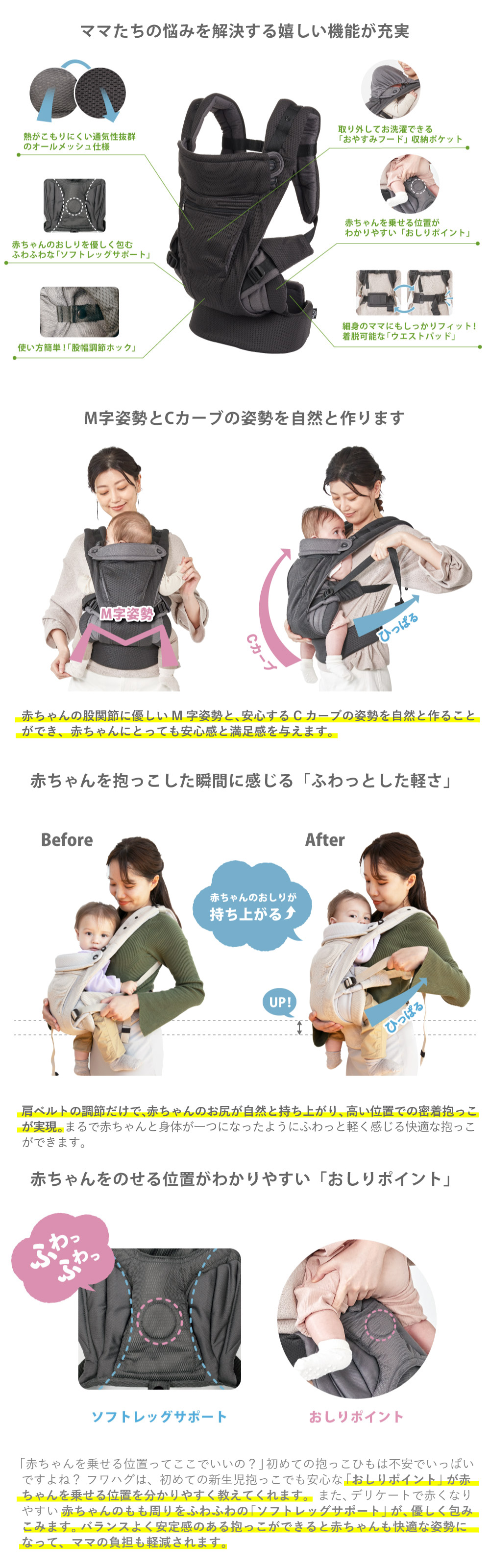 楽天市場】フワハグ fuwa hug LUCKY1934 ラッキー1934 抱っこ紐 新生児