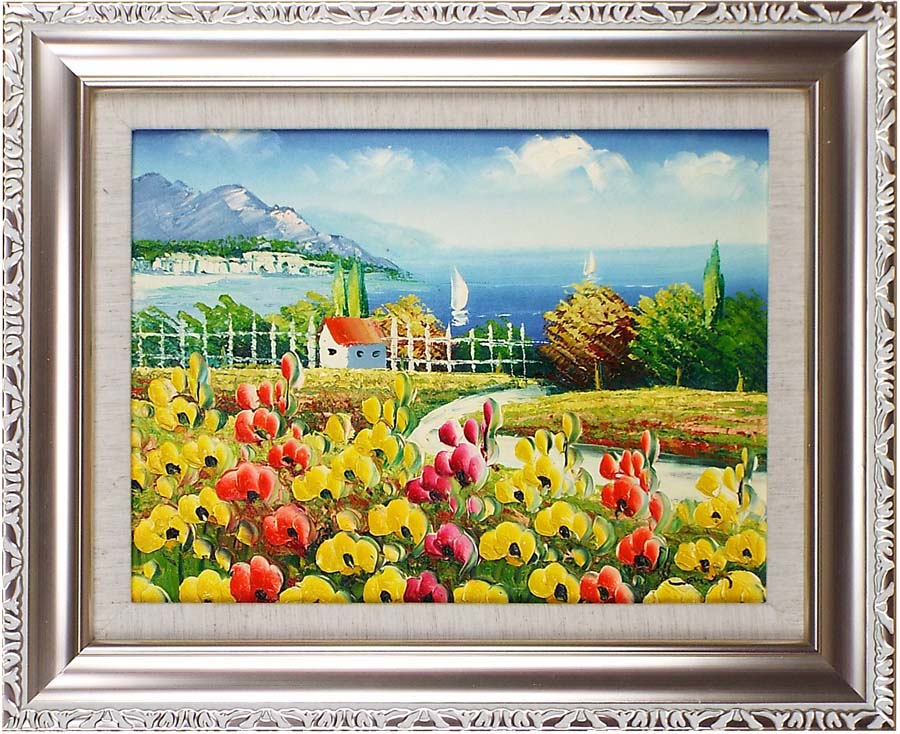 楽天市場】風景の絵 絵画 油絵 アートパネル開業祝い 開院祝い「花畑