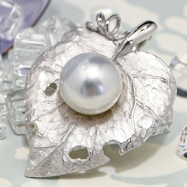 楽天市場】14mm 白蝶真珠 リーフ ブローチ ペンダント ゴージャスな大