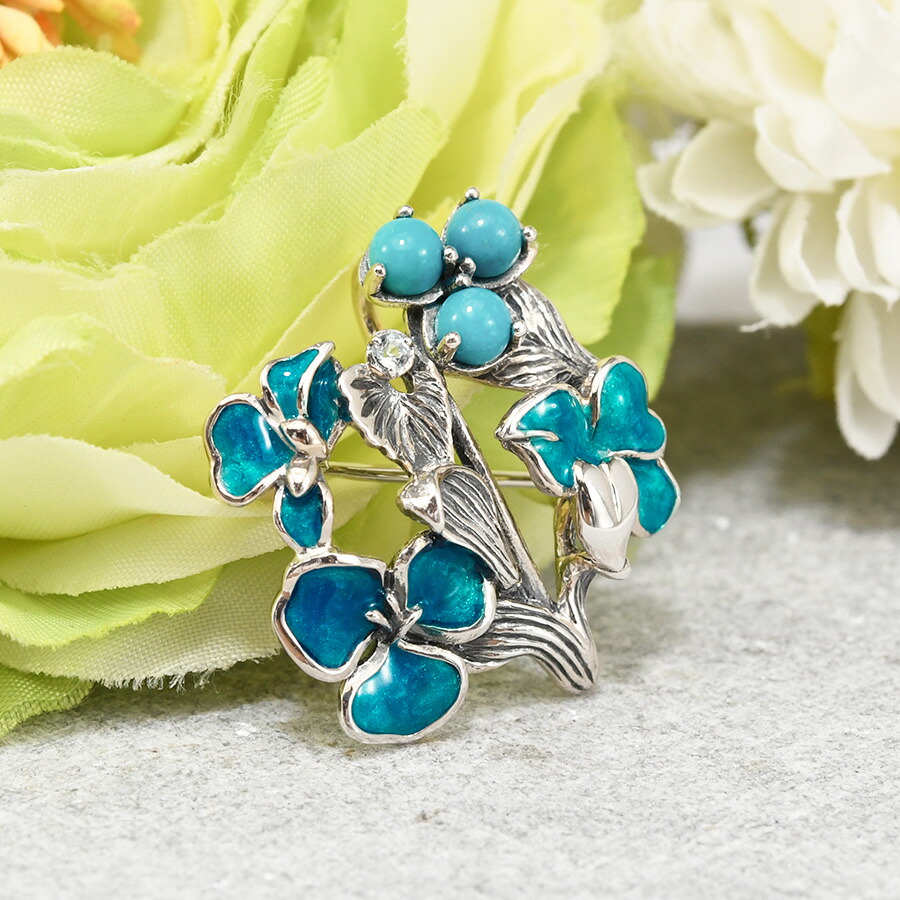 楽天市場】碌山 ターコイズ 露草ブローチペンダント ルドゥーテ プチ