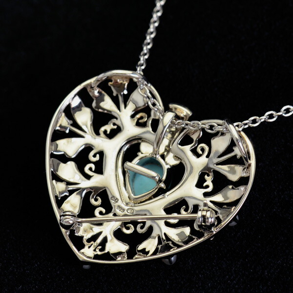 楽天市場】碌山 ターコイズ シードパール ハート ブローチ ペンダント