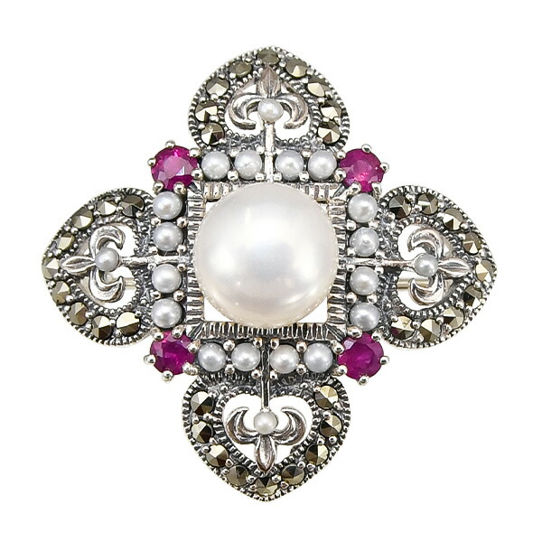 楽天市場】碌山 淡水真珠 ルビー ブローチペンダント パールが上品な