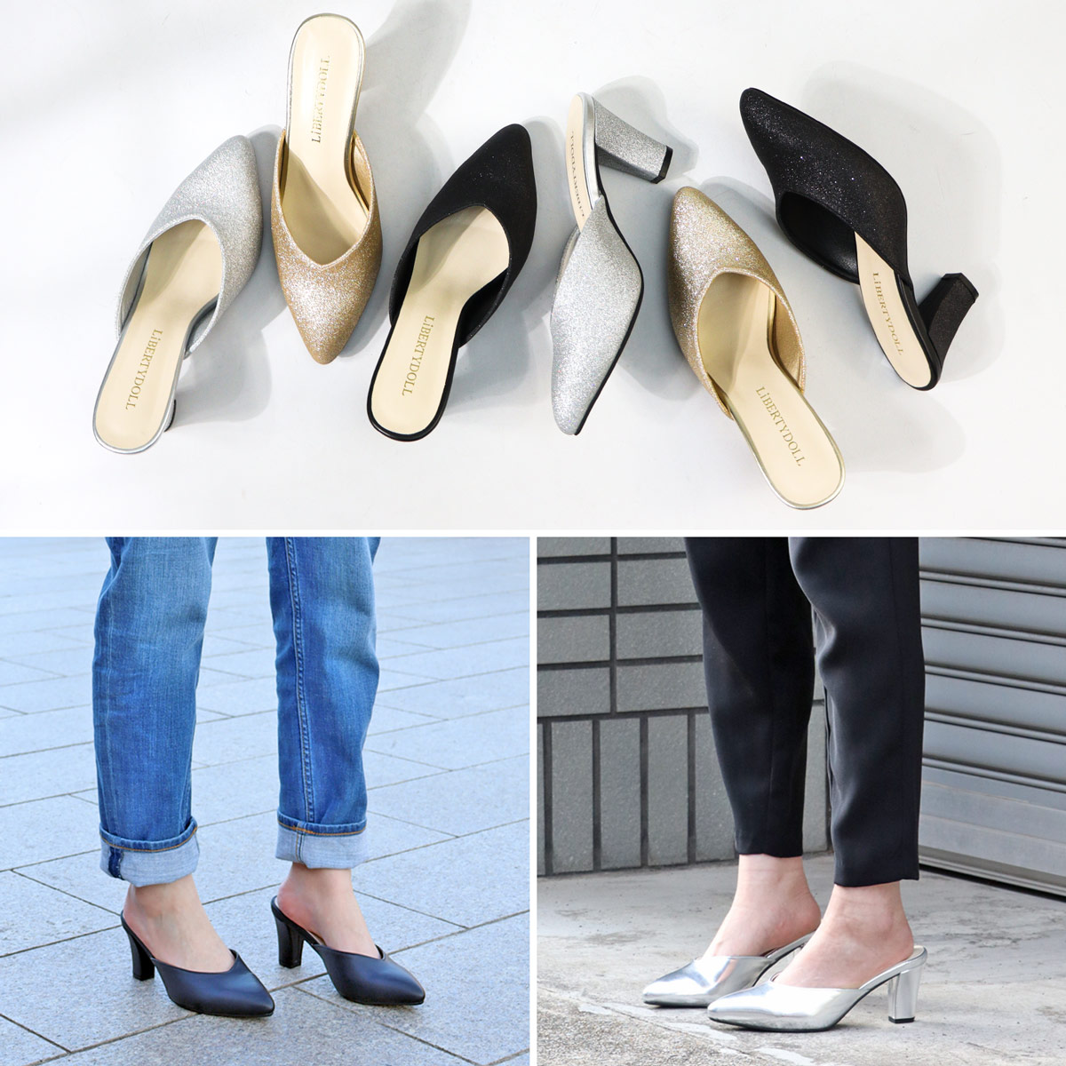 楽天市場】ミュール サンダル 7cmヒール レディース パンプス かかと