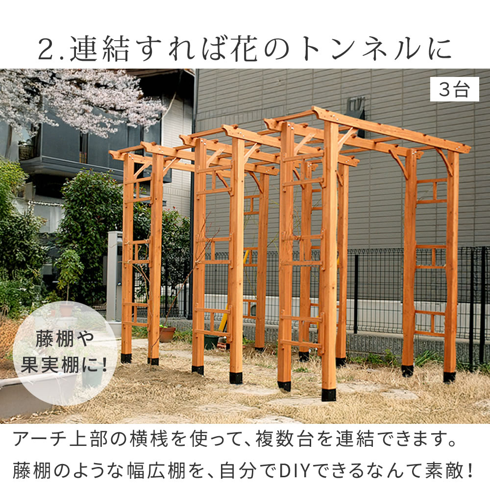 楽天市場】天然木製アーチ 190 1台 「Flex Pergola」（フレックス