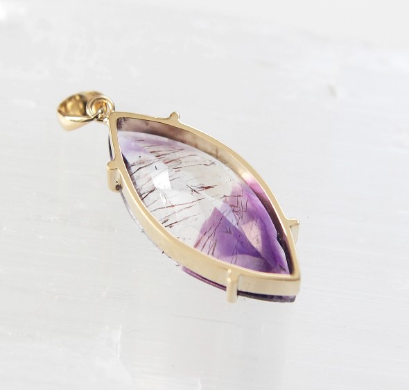 楽天市場】ゲーサイトインアメジスト ペンダントトップ K18（マーキス