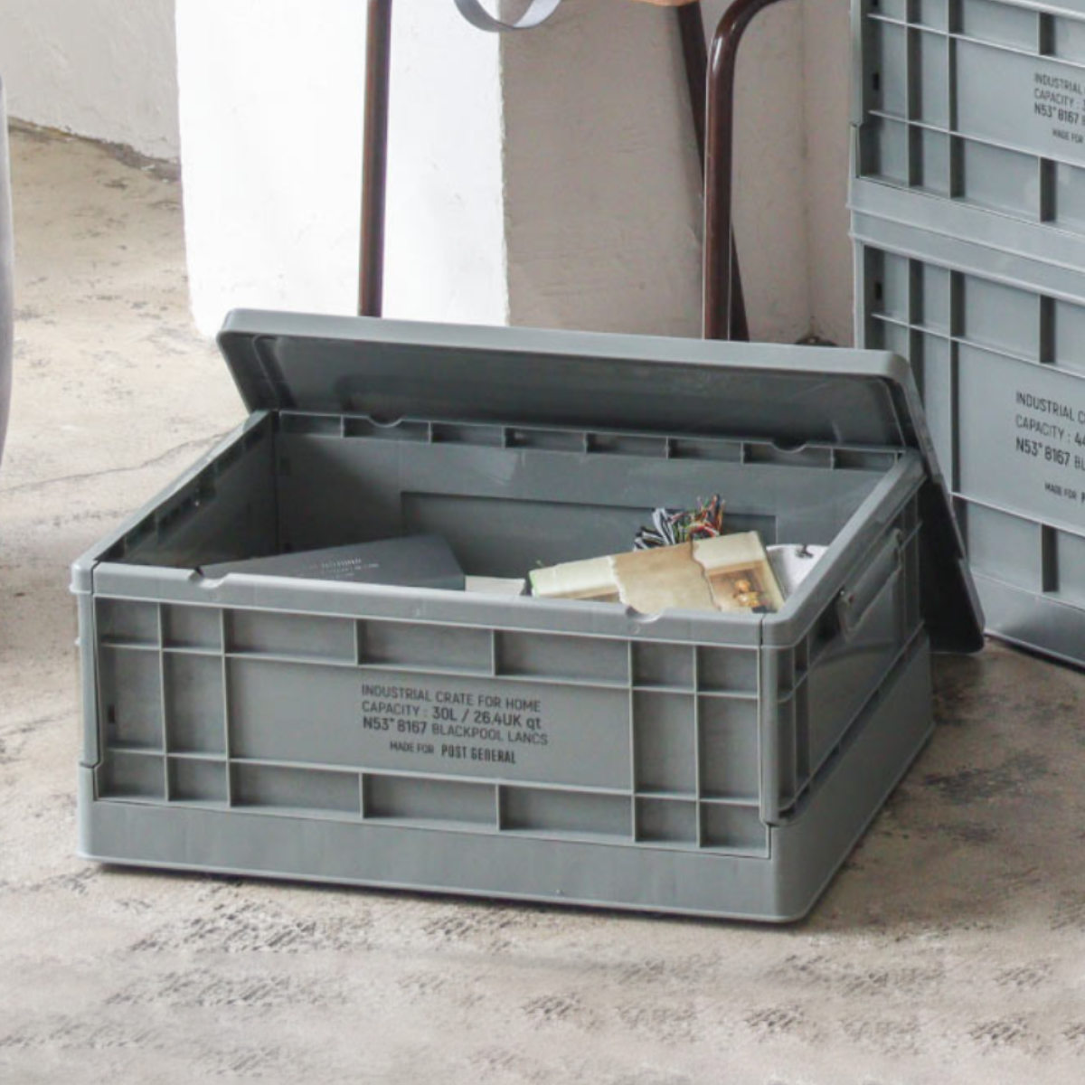 楽天市場】収納ボックス インダストリアルフォルダブルクレート ホーム