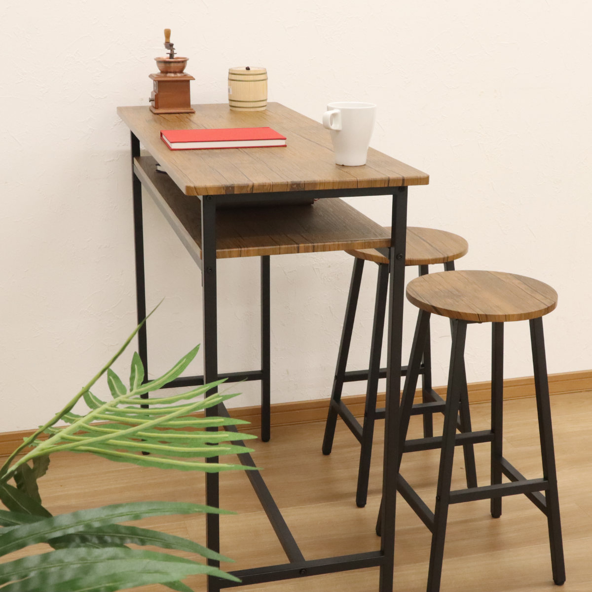 楽天市場】カウンターテーブル 幅100cm 奥行40cm ラック 木目調