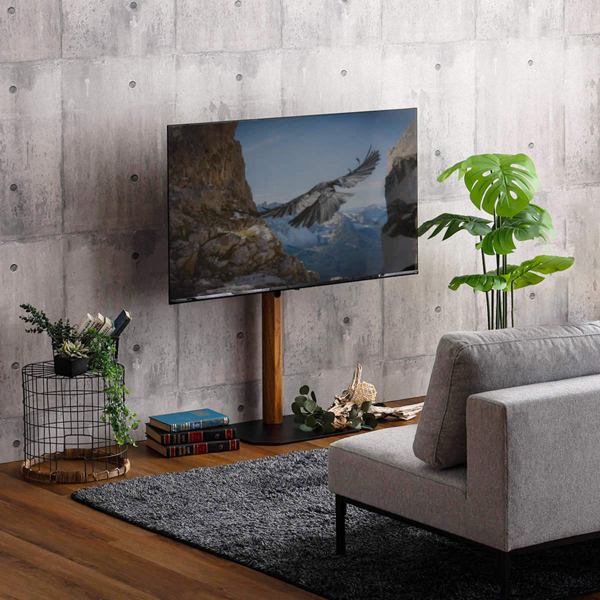 楽天市場】TVスタンド ロータイプ 八角支柱 32-65型対応 木目調