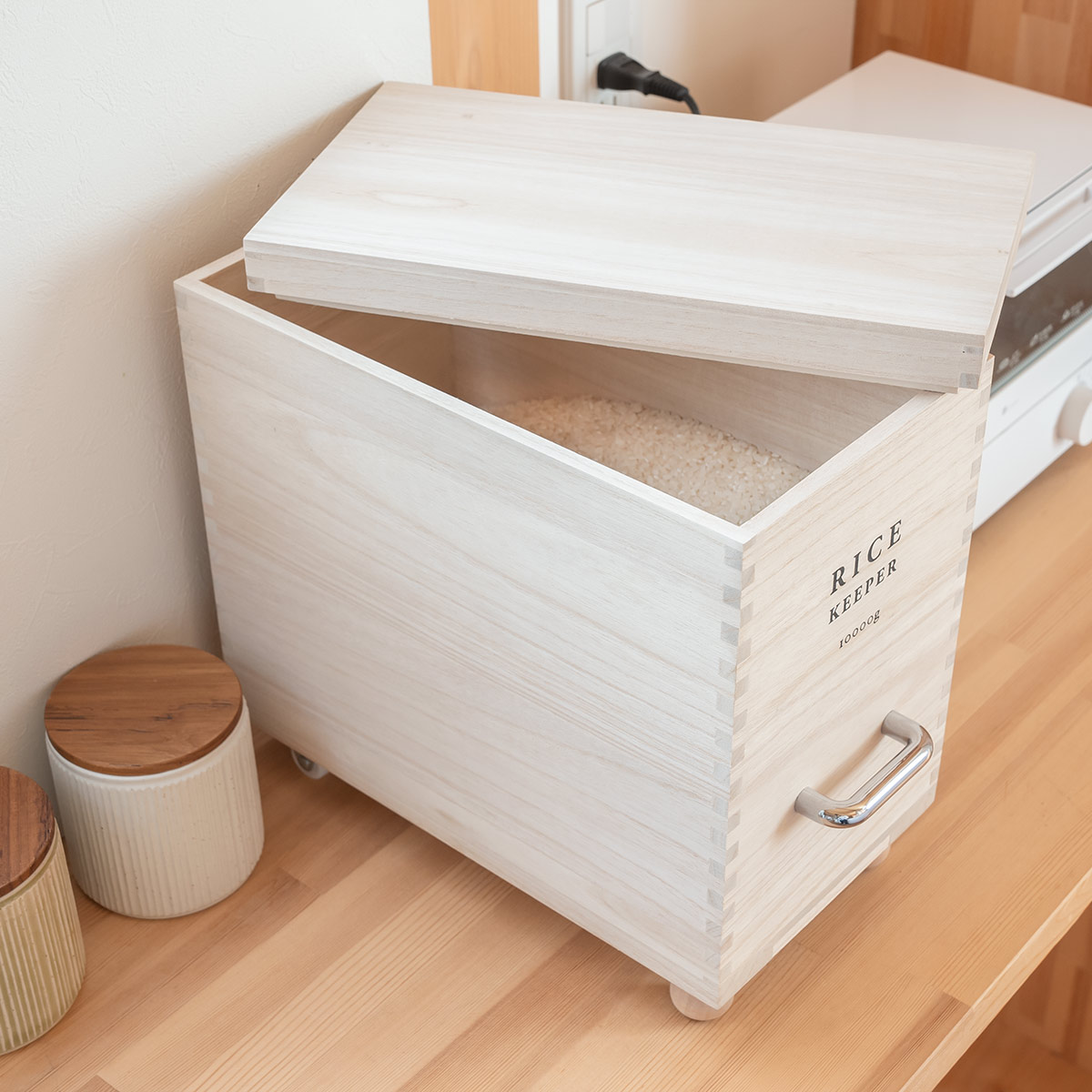 楽天市場】米びつ 技物専科 10kg用 （ 桐 天然木 キャスター付き 米櫃