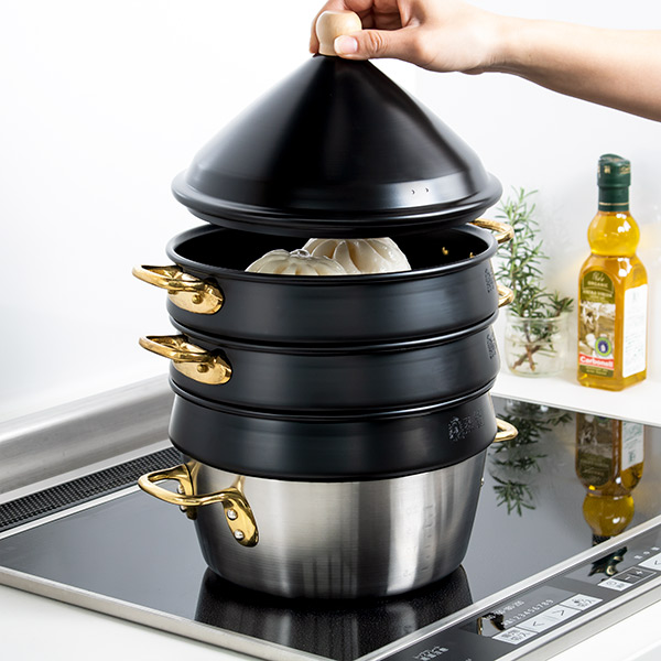 楽天市場】せいろ 24cm 蒸籠 ブラック 6点セット ステワ 蓋 両手鍋