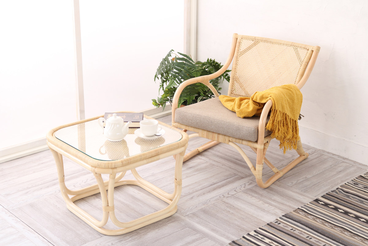 楽天市場】籐 ラタンテーブル ガラス天板 WAHOO 角型 （ センター