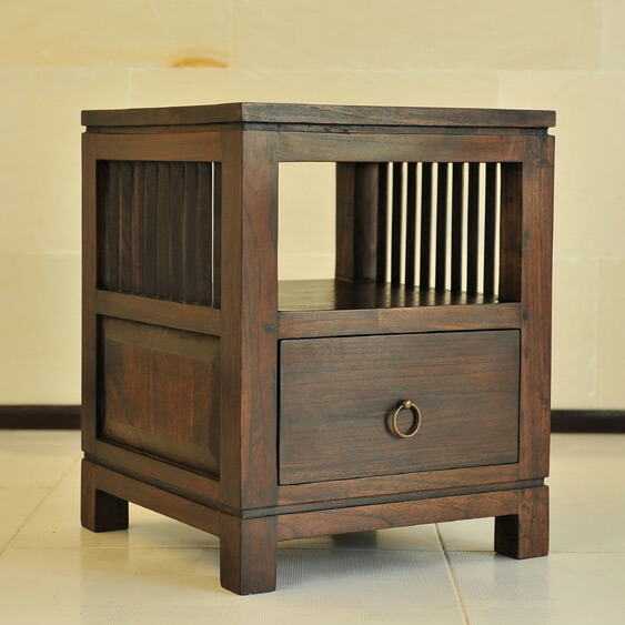 楽天市場】アジアン家具 チーク材 ミニキャビネット レトロ サイド