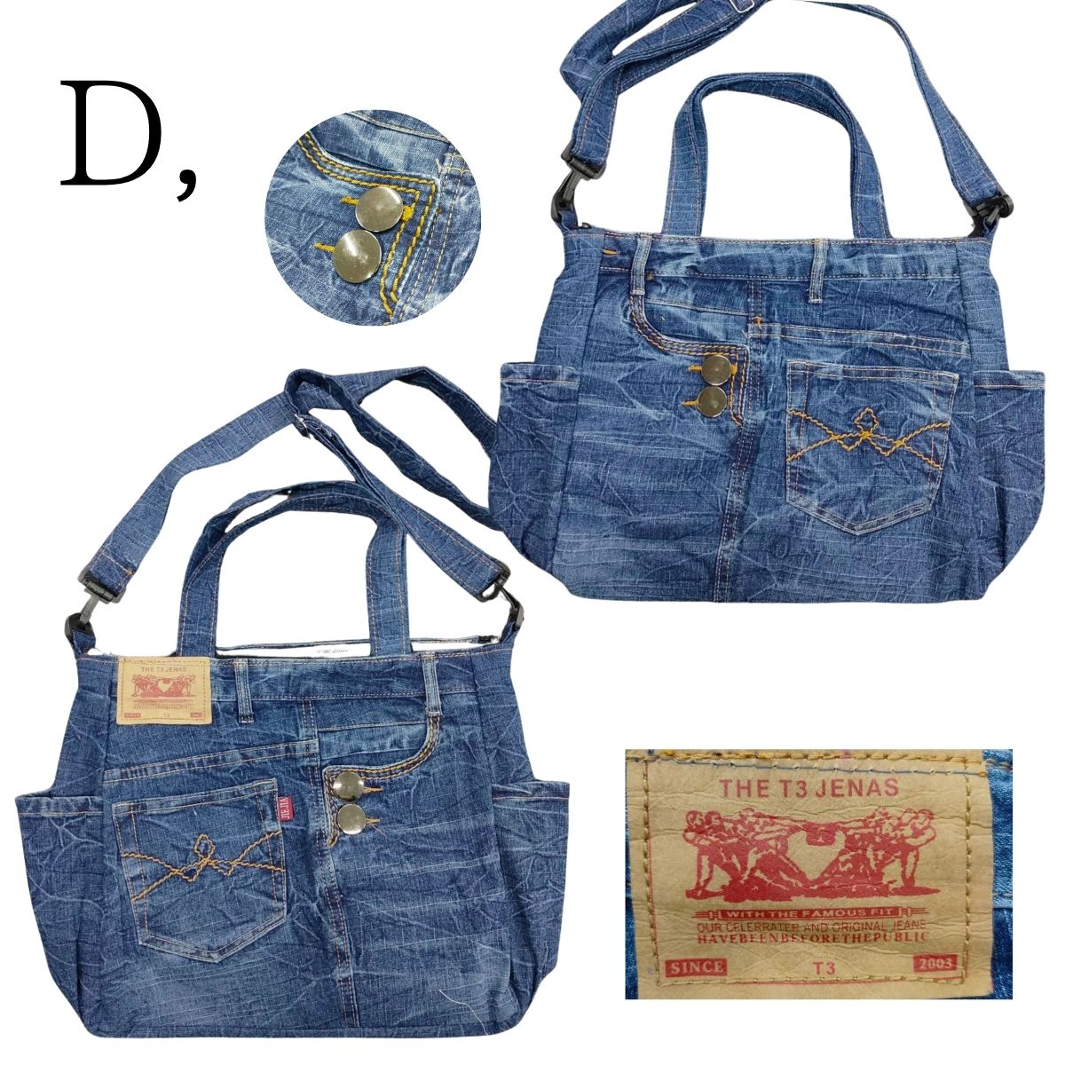 楽天市場】【すべて一点モノ！】リメイクデニム2wayトートバッグ