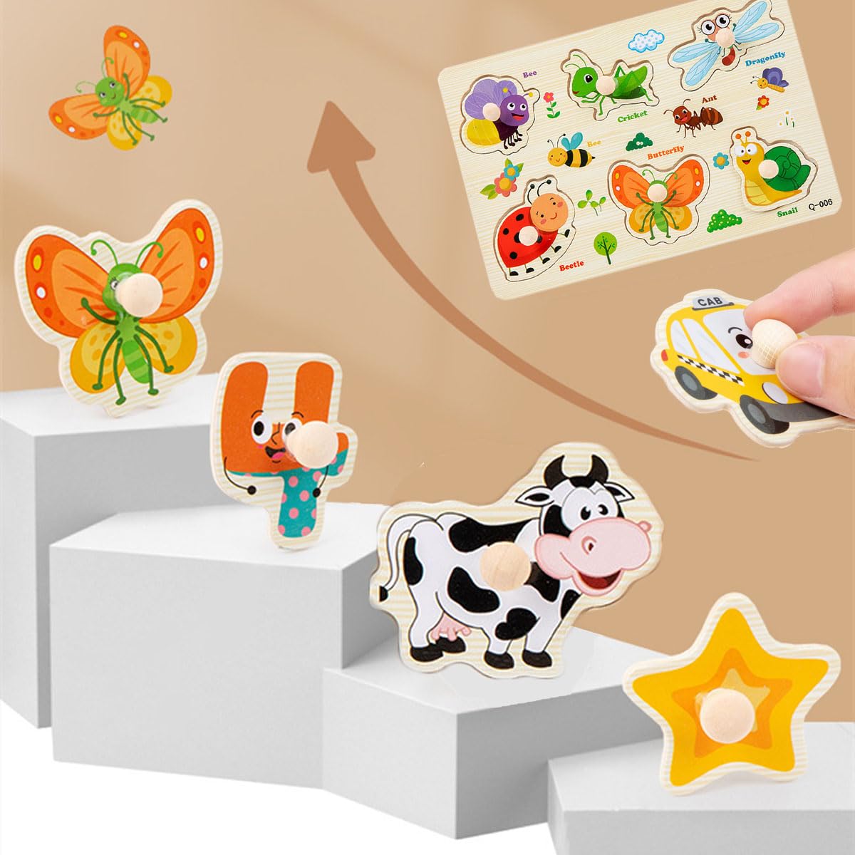 楽天市場】木製パズル 6種類シリーズ 型はめパズル 1 2 3 4歳幼児早期