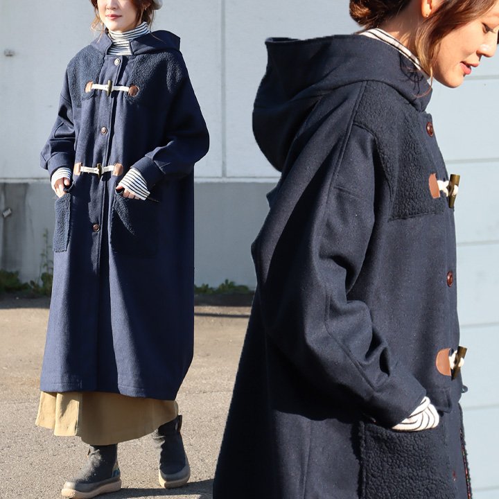 楽天市場】アウター ダッフルコート 長袖 お尻隠れる 着痩せ 無地