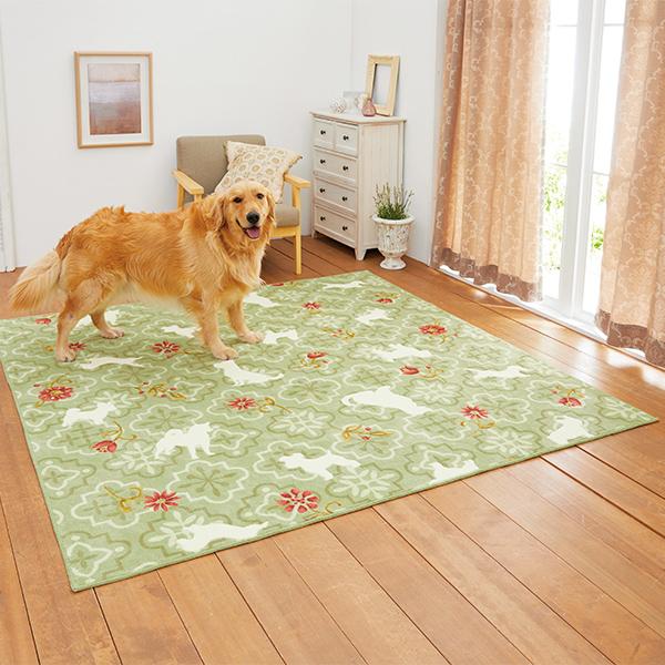 楽天市場】ロマネスクシルエット 抗菌はっ水ラグ 190×240 犬 いぬ