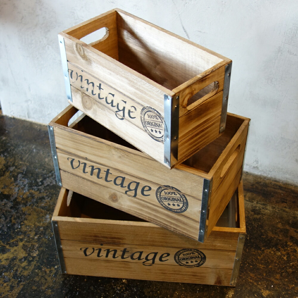 楽天市場】ヴィンテージ加工 Lサイズ 木箱 ウッドボックス USA