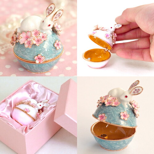 楽天市場】うさぎと桜A ジュエリーボックス 白兎 ラビット うさぎの