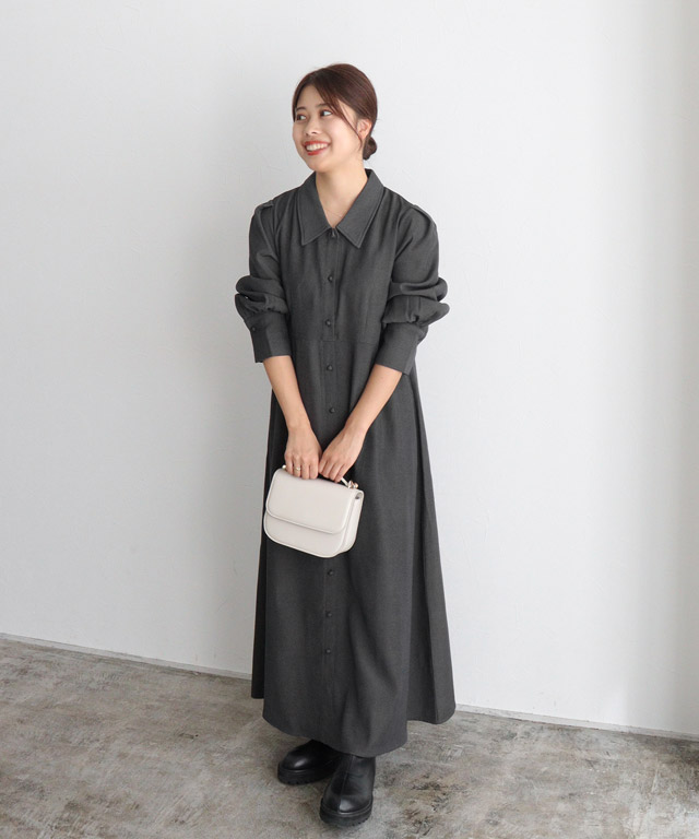 楽天市場】≪冬SALE！≫襟付きクルミボタンフレアワンピース ☆ クルミ