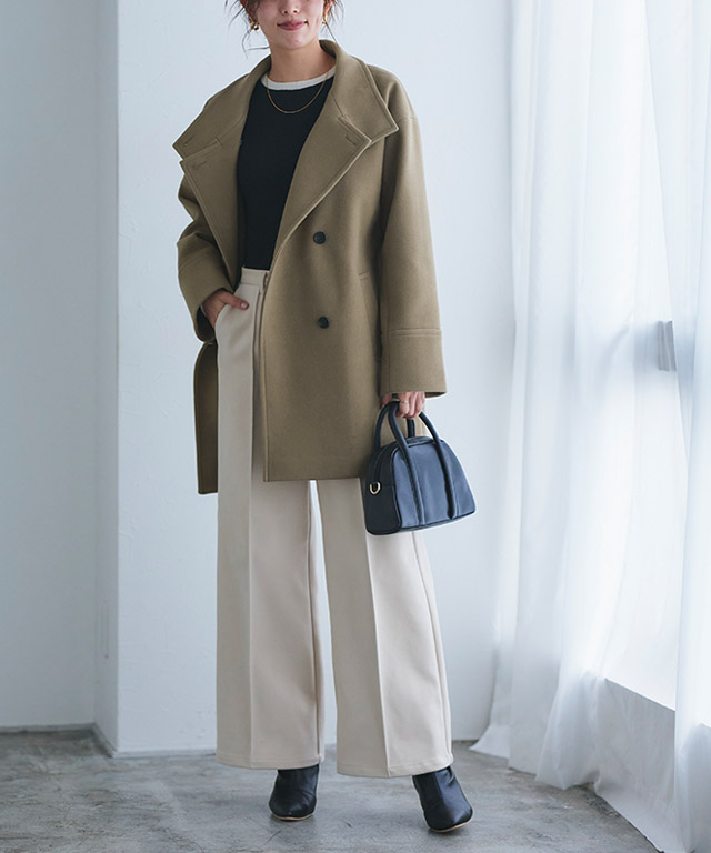 楽天市場】≪冬SALE！≫スタンドカラーミドルコート ☆ メルトン素材