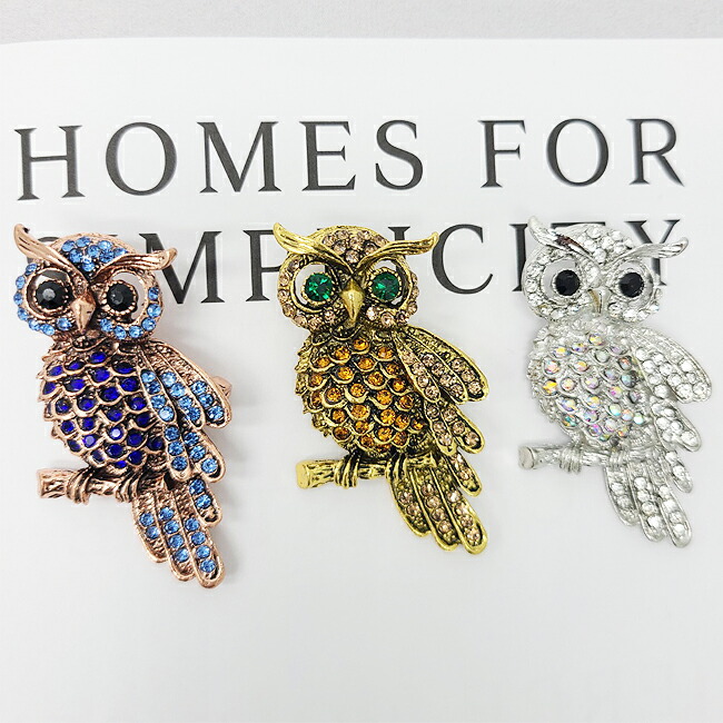 楽天市場】ブローチ【 ラインストーン フクロウ 】 Brooch 梟ピン