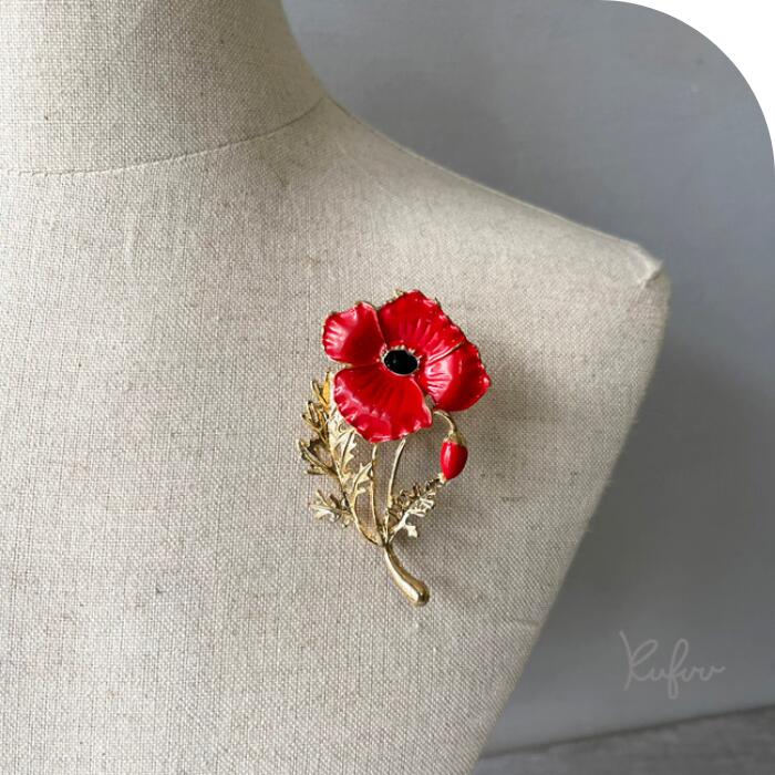 楽天市場】オリエンタルポピーのブローチ アンティーク 風 ブローチ