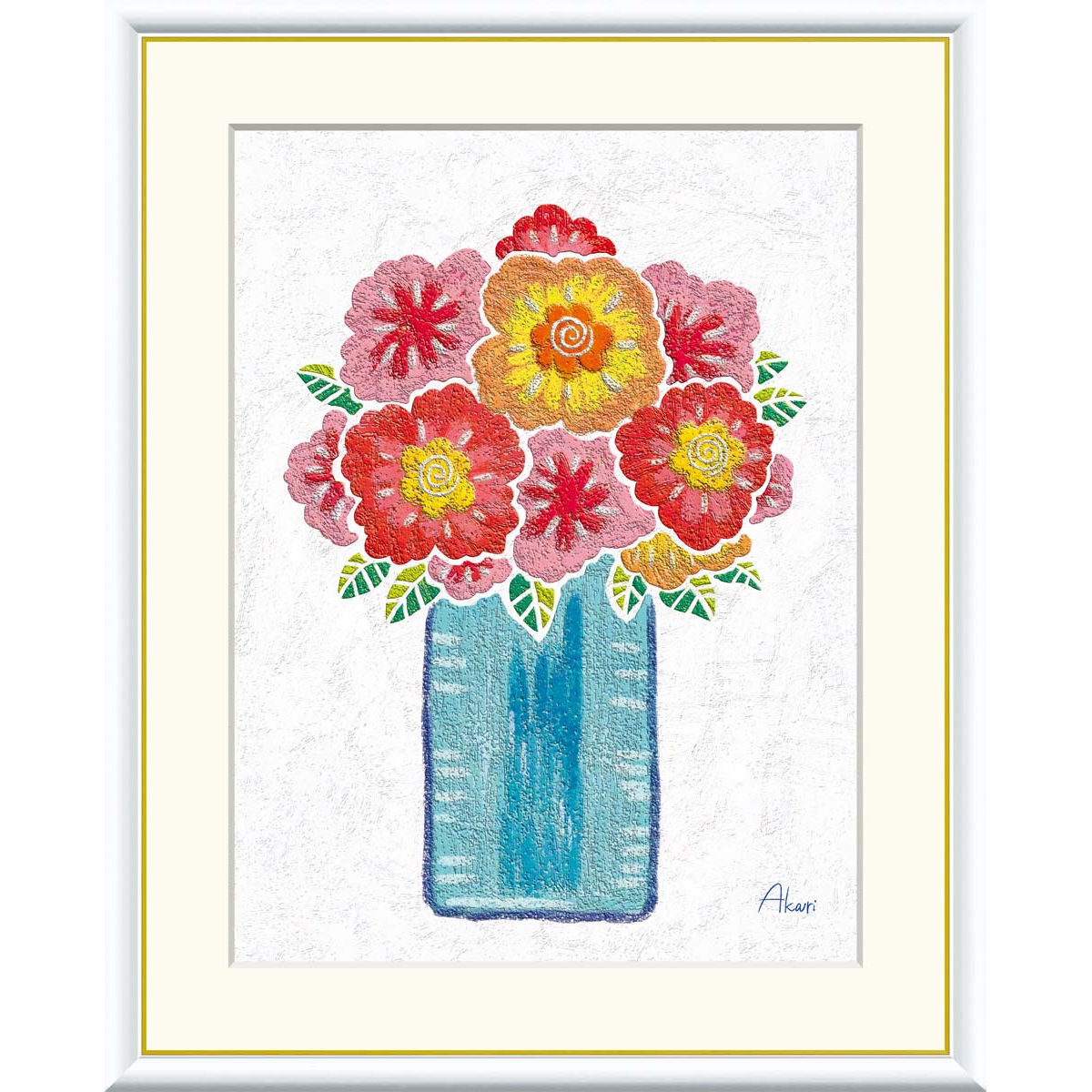 楽天市場】絵画 現代アート 赤い花の花瓶 春田あかり 額入り