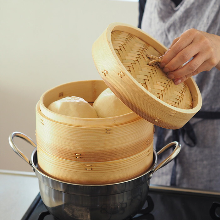 楽天市場】かごや 杉 中華せいろ 21cm 2段 ステンレス鍋付セット