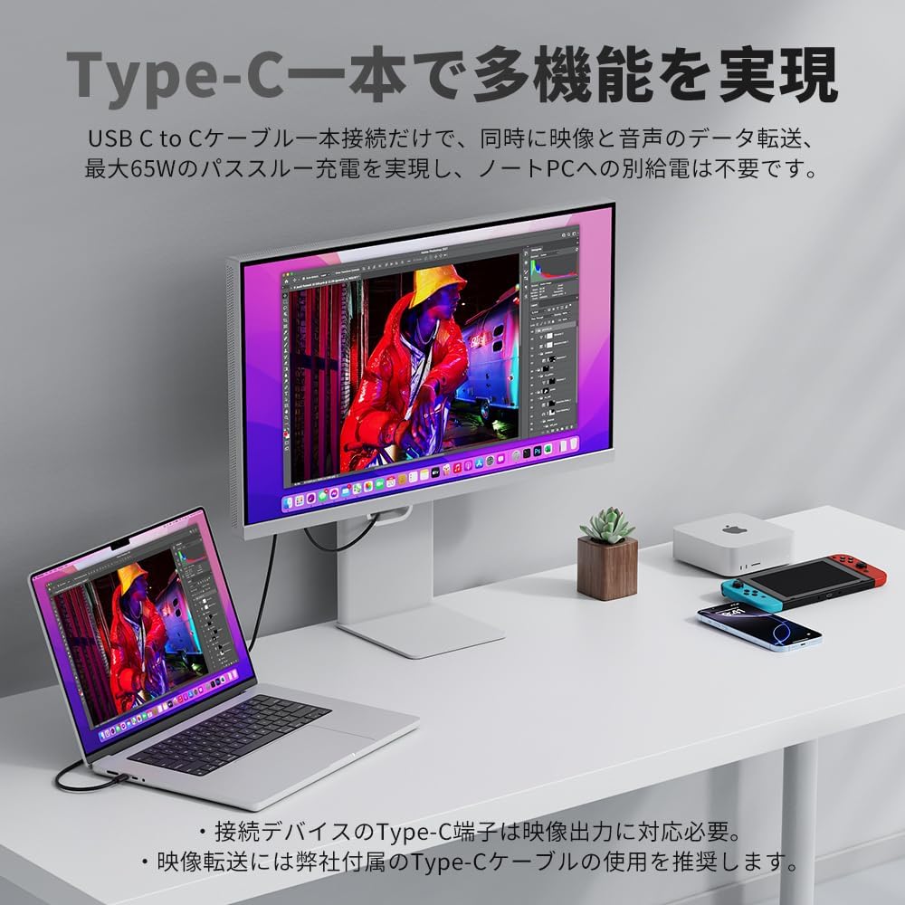 楽天市場】cocopar モニター 27インチ 4K type-c 最大65w給電 60Hz 98