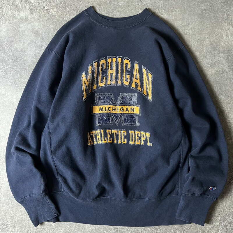 楽天市場】80s USA製 Champion 3段 カレッジ プリント リバース