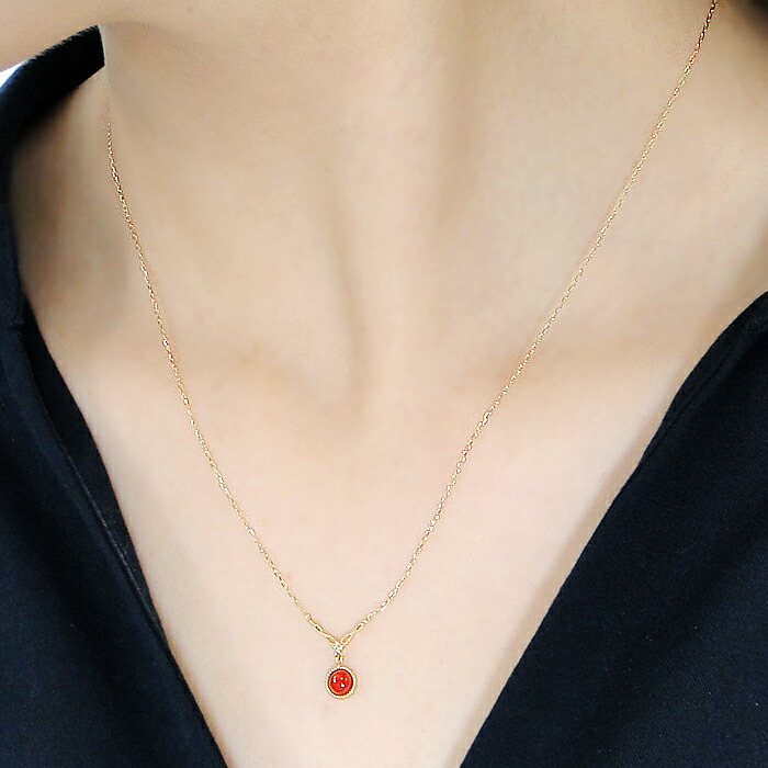 楽天市場】K18YG 天然 血赤珊瑚 ネックレス 18金 K18 イエローゴールド