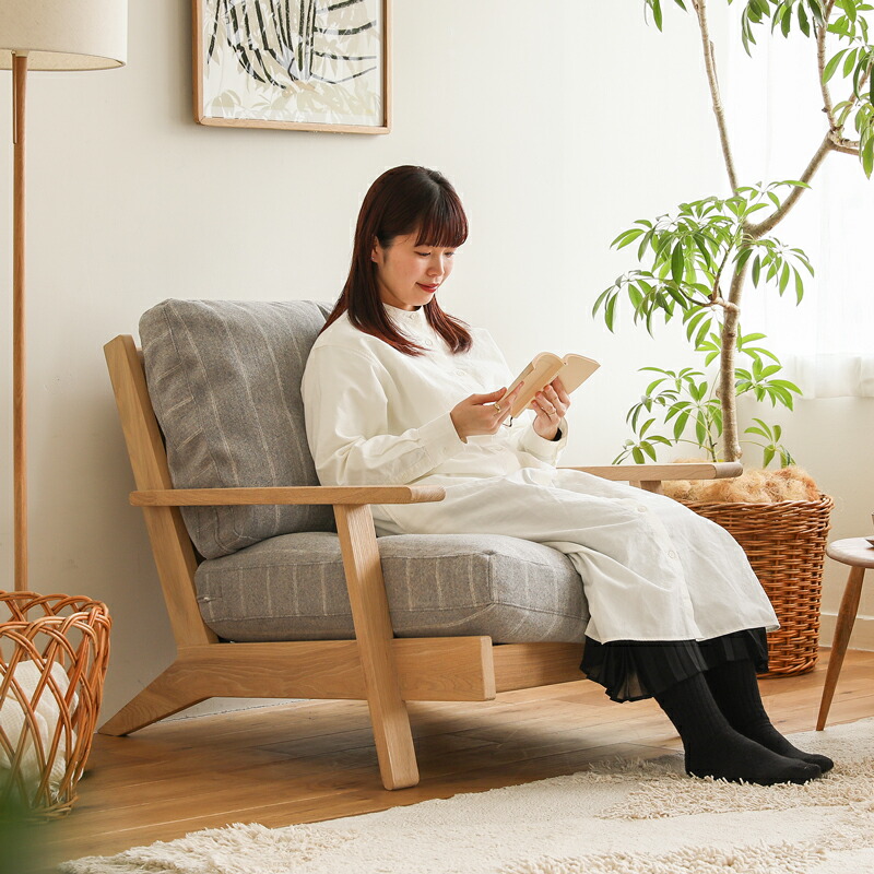 楽天市場】1人掛けソファー NOANA ノアナ ナチュラルフレーム 木製